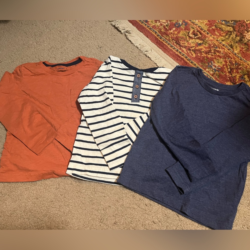 Kids Long Sleeve Tees - Rust Orange, Striped, and Blue